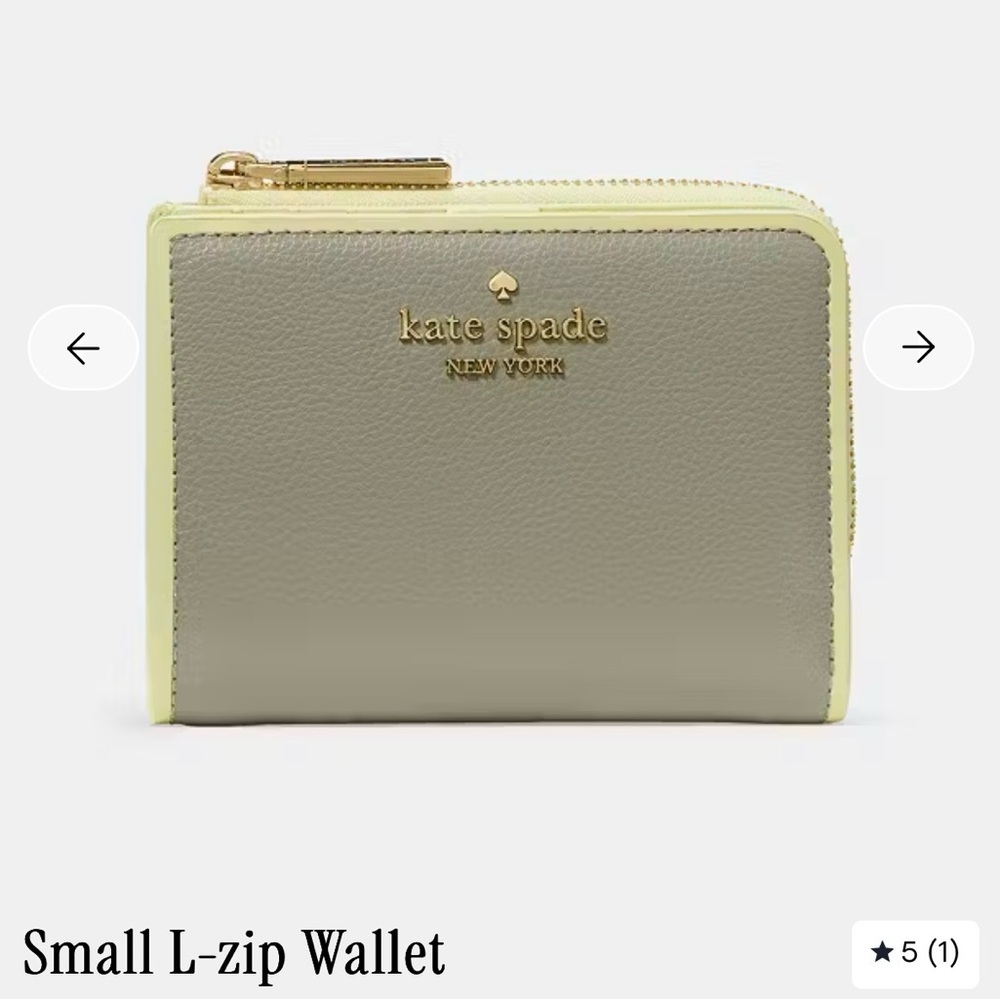 Kate Spade Gray and Yellow L-Zip Wallet